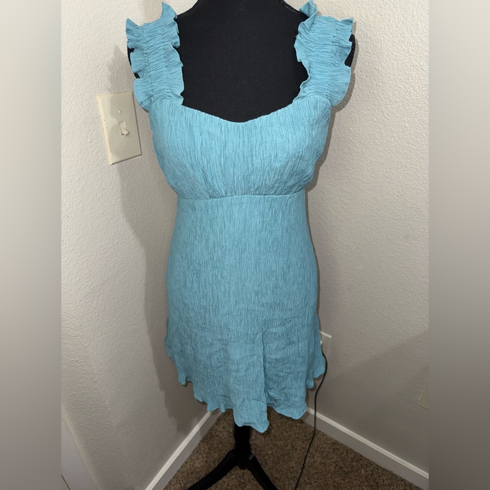 Blu Pepper Ruffled Light‎ Blue Mini Dress- Size Small